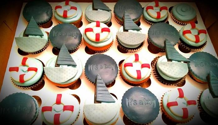 Nautical Themed Baby Shower Cupcakes