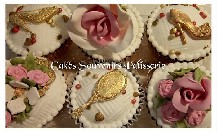 Pink and golden cupcakes