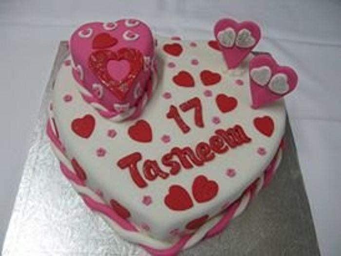 Heart shaped cake with a little heart
