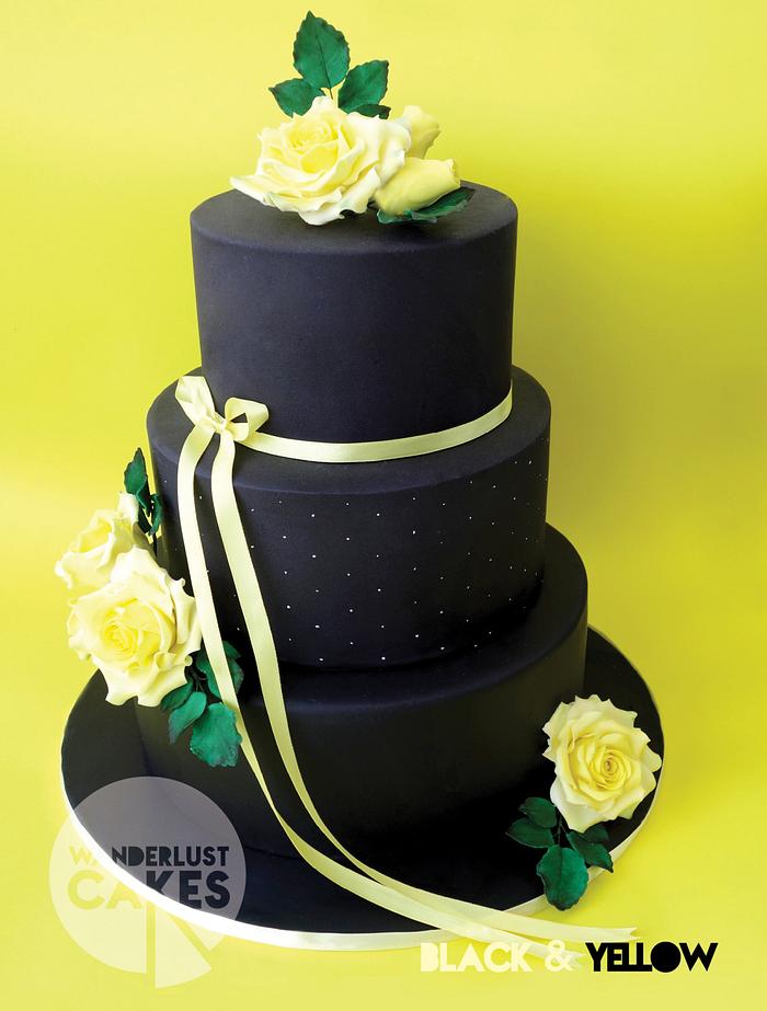 Yellow and black dummy Wedding Cake
