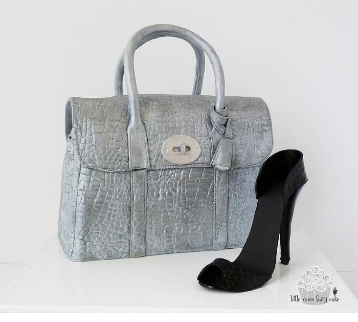 Mulberry bayswater silver handbag and aligator print shoe