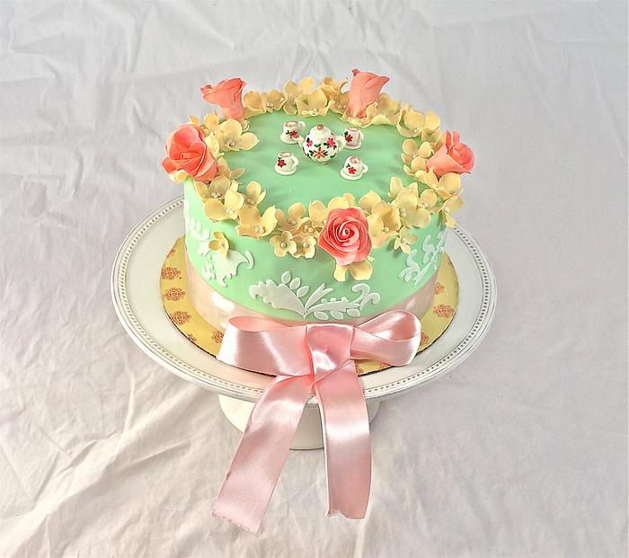 tea party baby shower cake