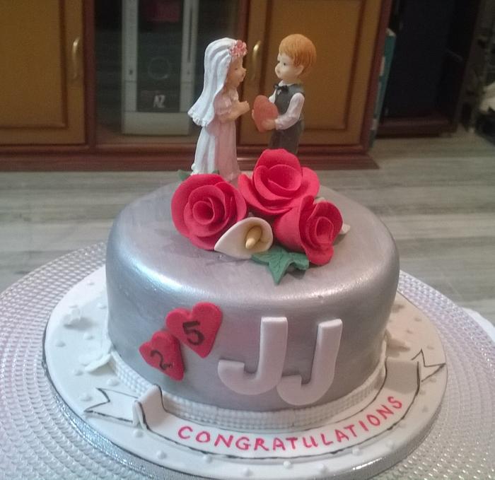 a silver jubilee cake