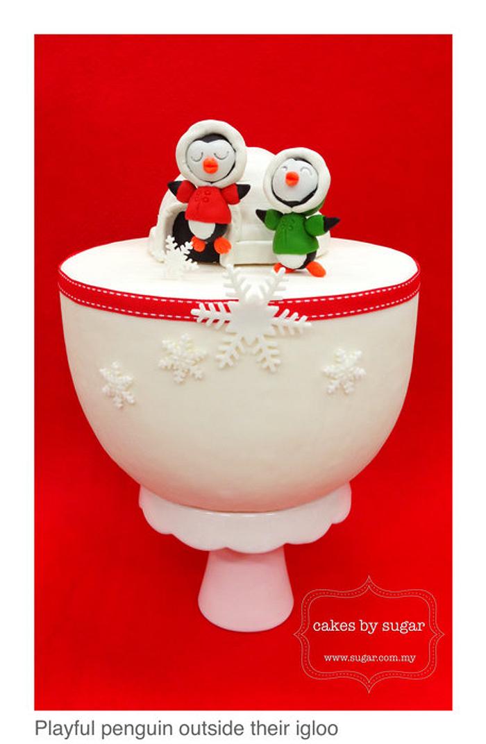 Christmas Cake: Playful penguins (Part One)
