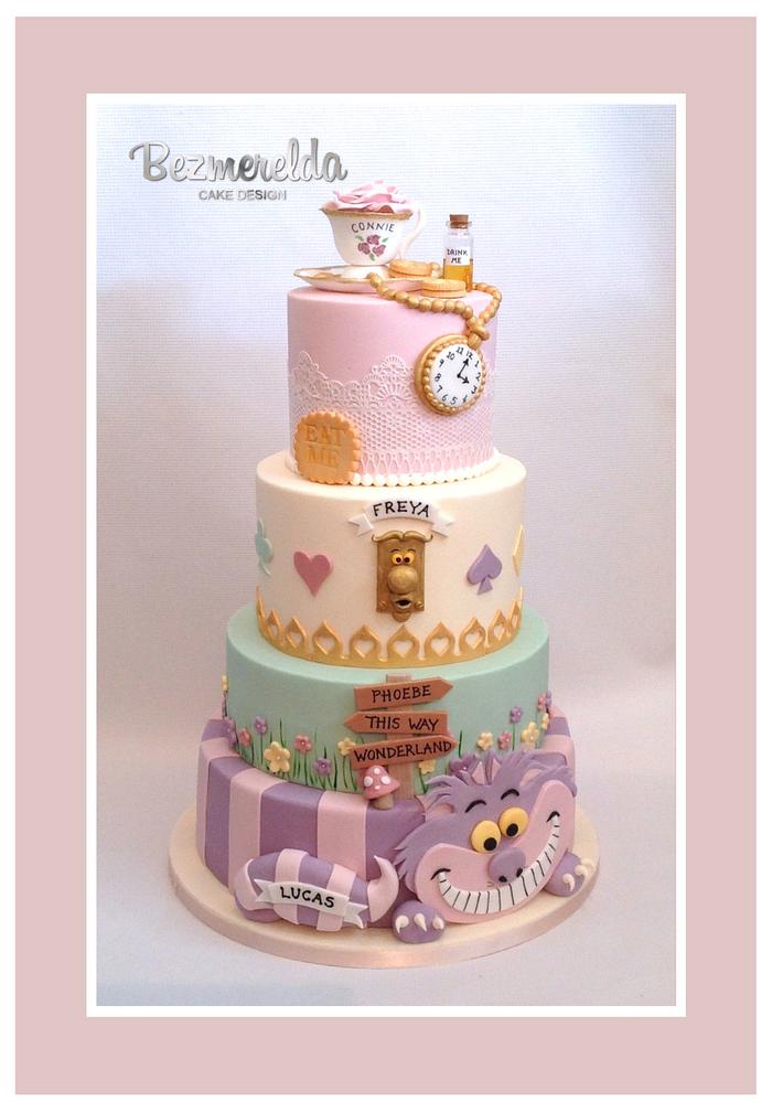 Alice In Wonderland Christening Cake
