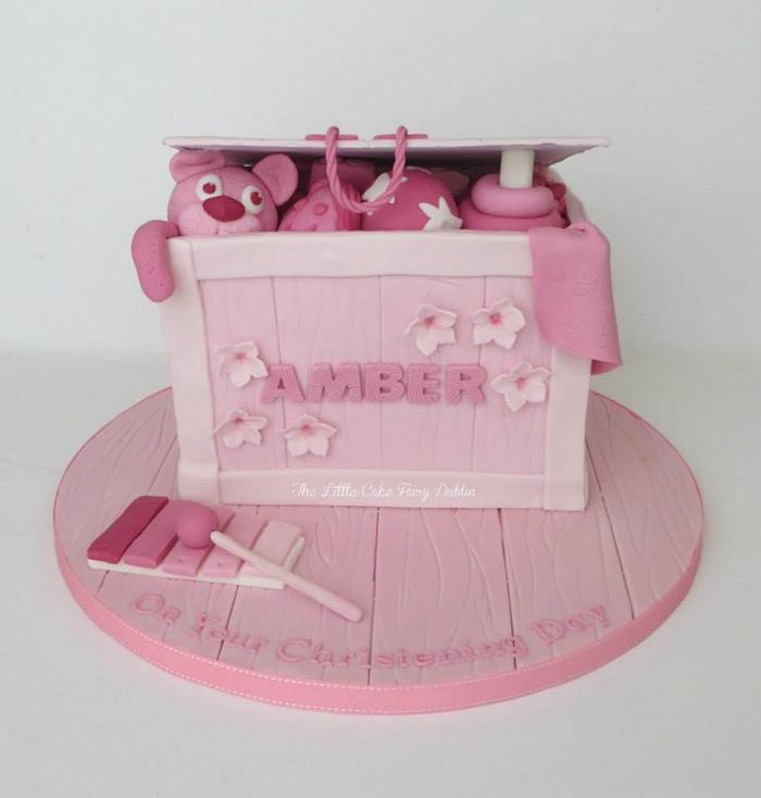 Pink Toybox Christening Cake
