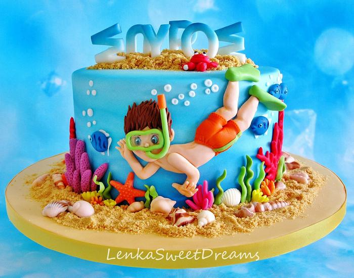Under the sea diving cake.
