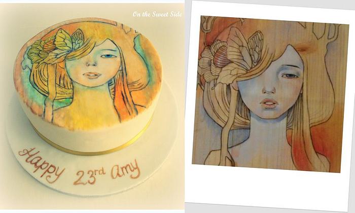 Hand-painted 'artwork' on cake