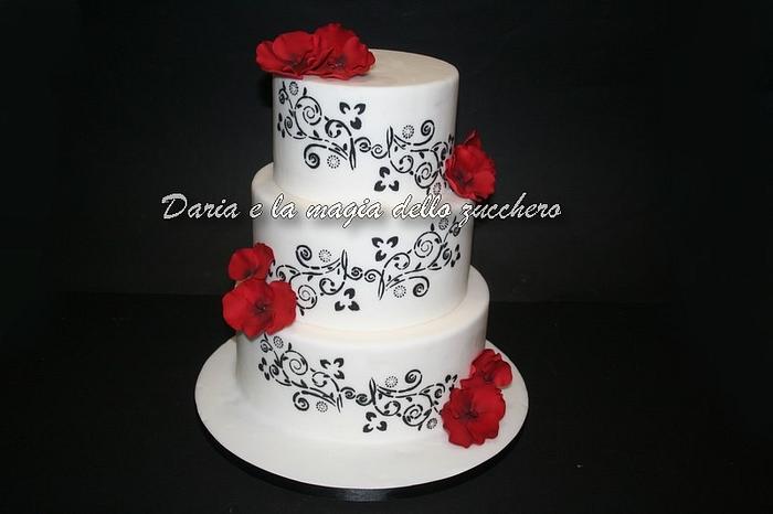 Elegant cake with stencil