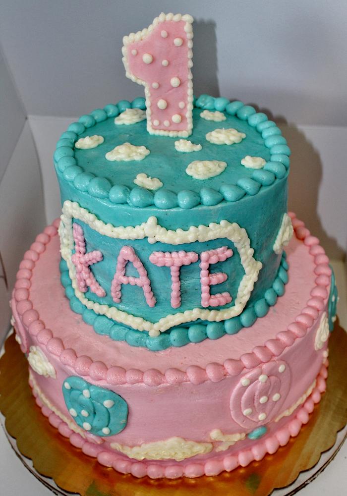 Hot Air balloon first birthday cake