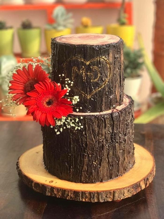 Wooden log cake