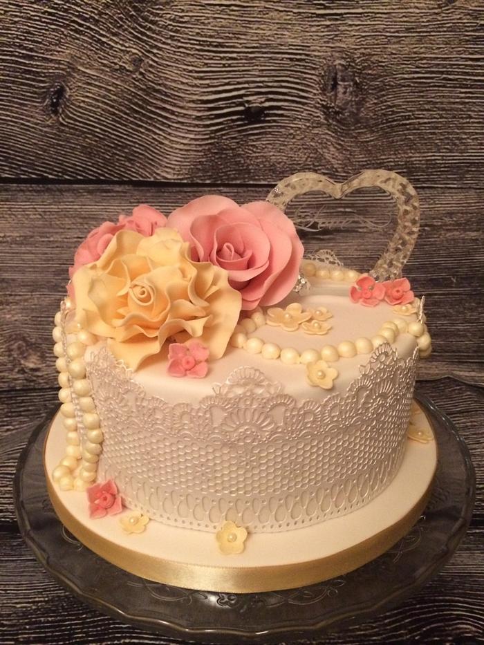 Wedding cupcake tower and top cake