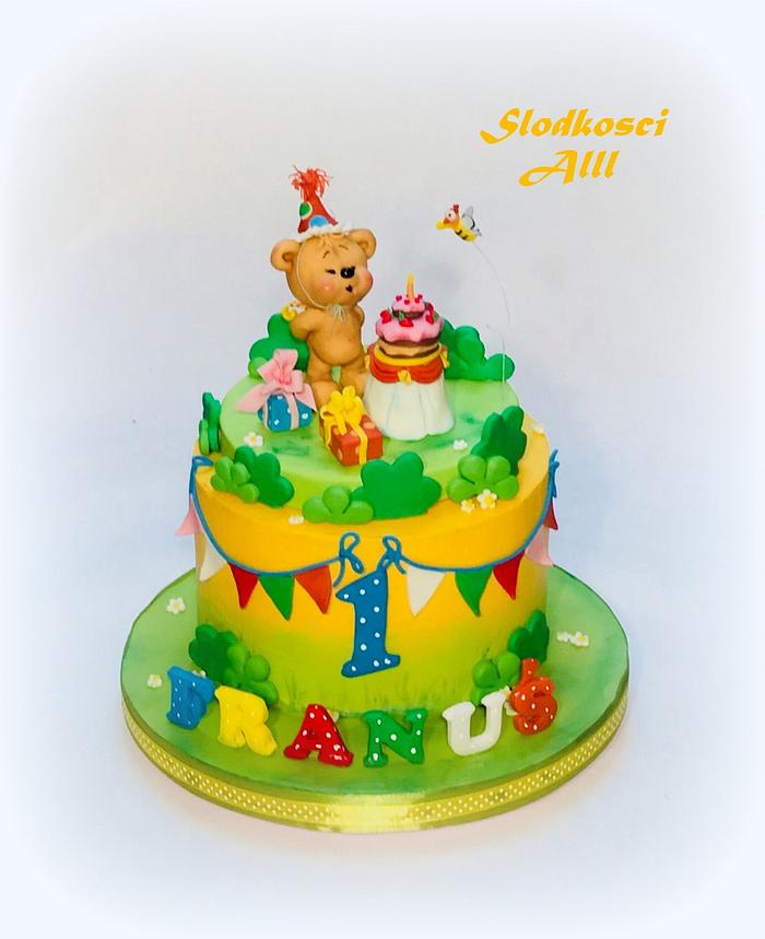 Teddy Bear 1st Birthday Cake