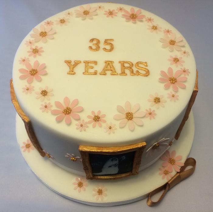 35th (coral) anniversary cake