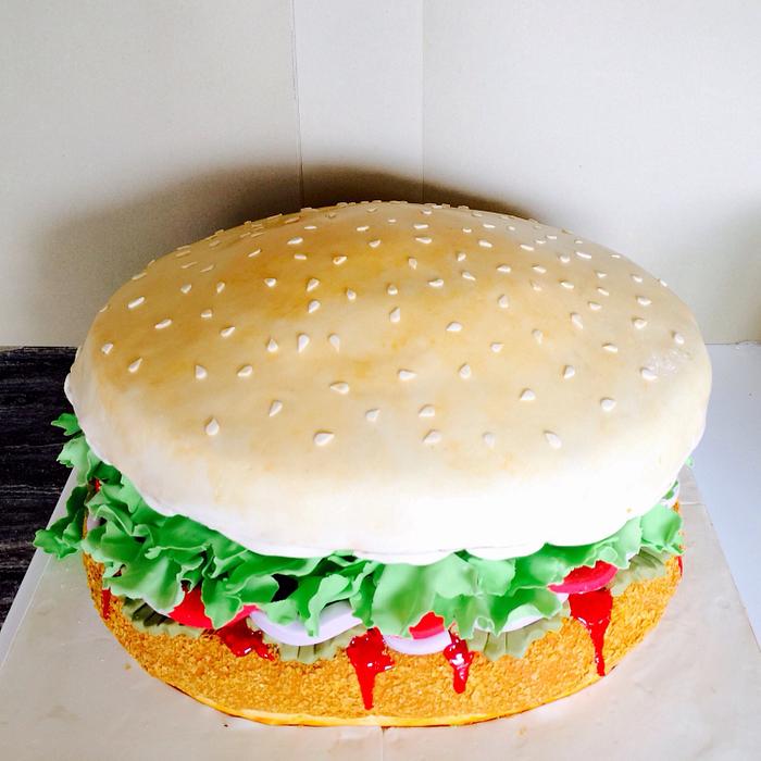 Giant burger cake 