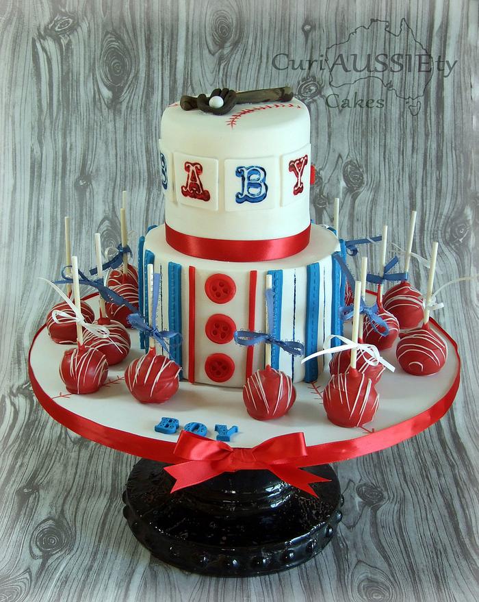 Baseball baby shower theme cake