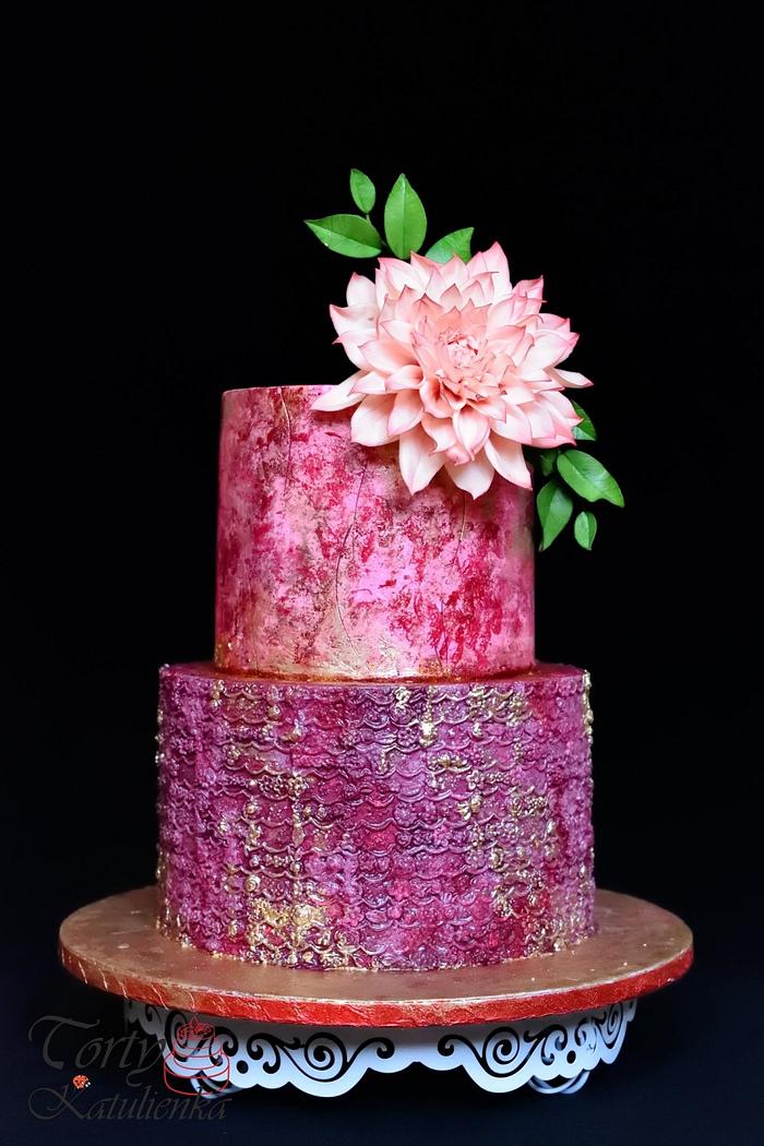 Cake with sugar Dahlia