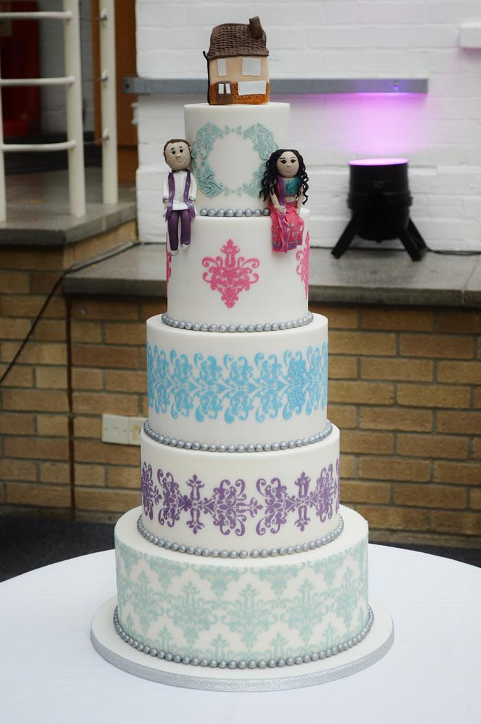 Sari inspired Wedding cake