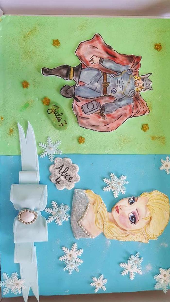 Elsa vs Thor cake