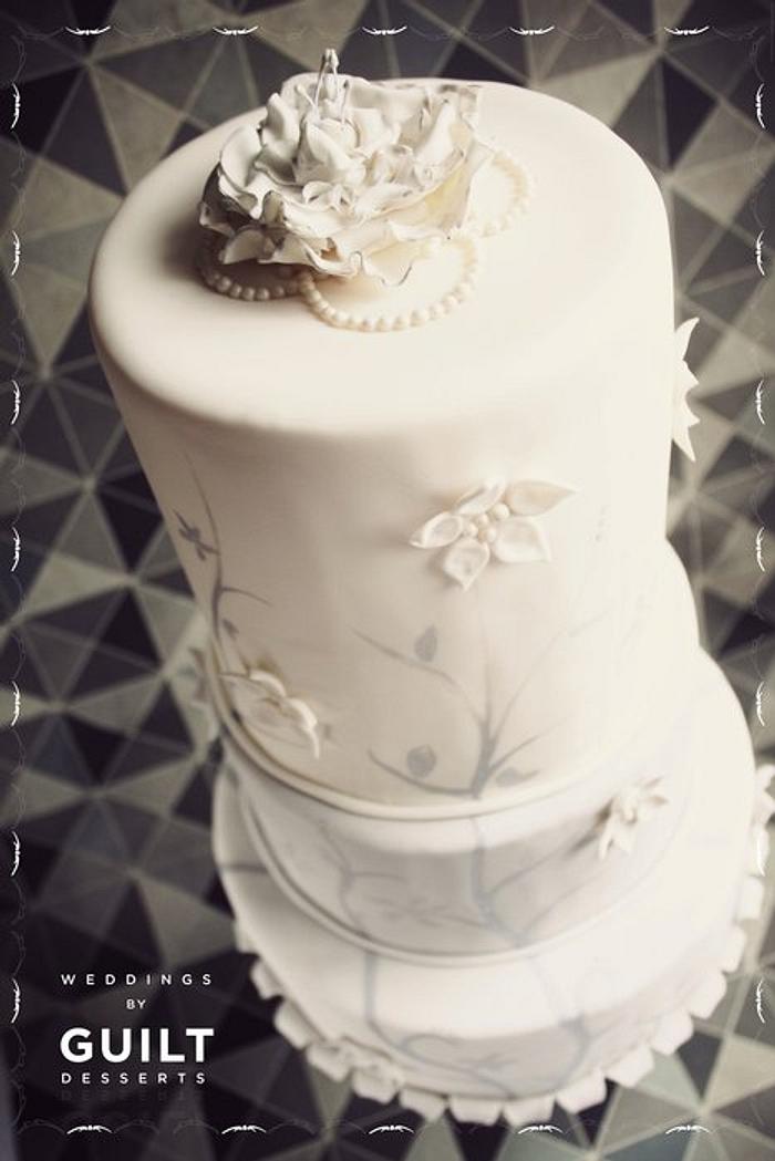 Painted Silver Wedding Cake
