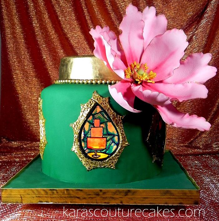 Illuminatef Stained Sugar Glass Birthday Cake