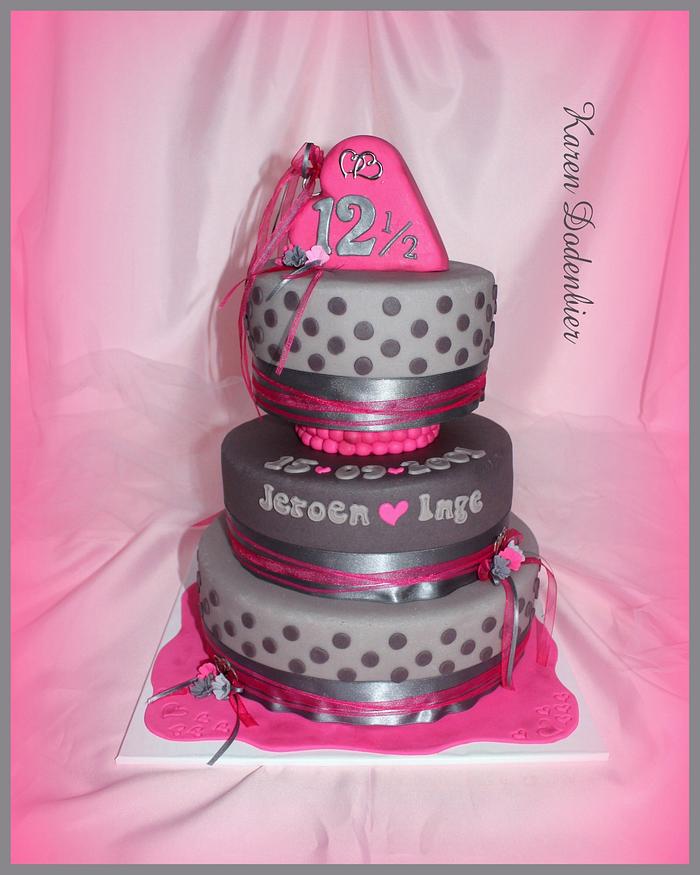Pink and Grey Anniversary cake!
