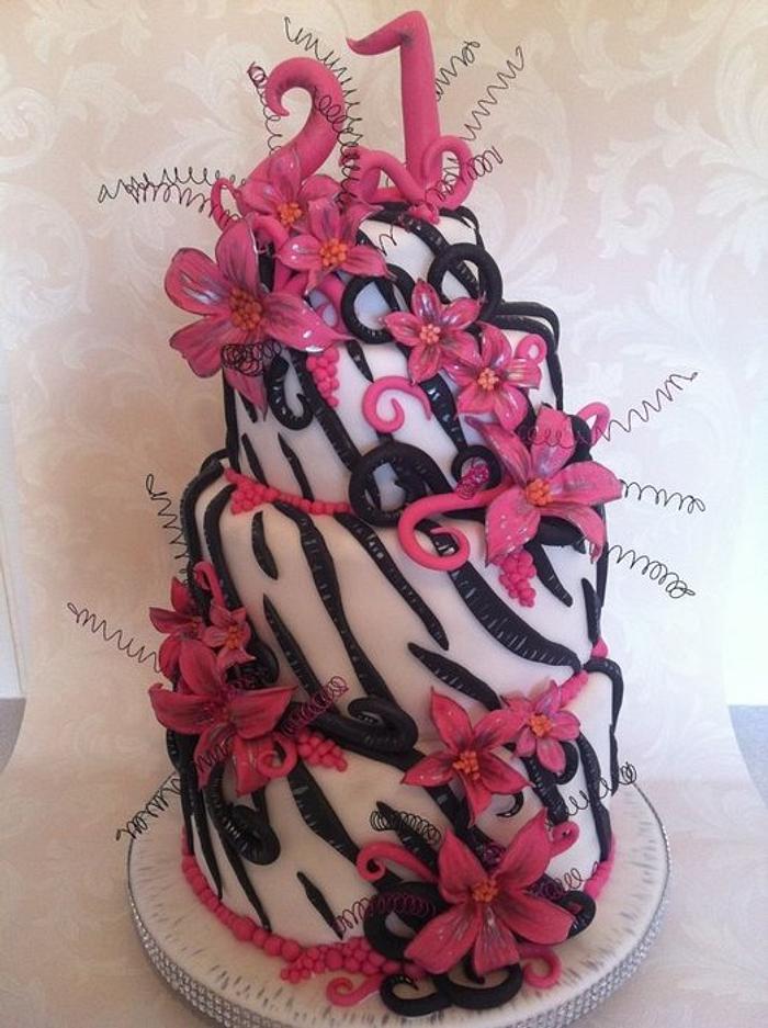 21st cake zebra n hot pink 