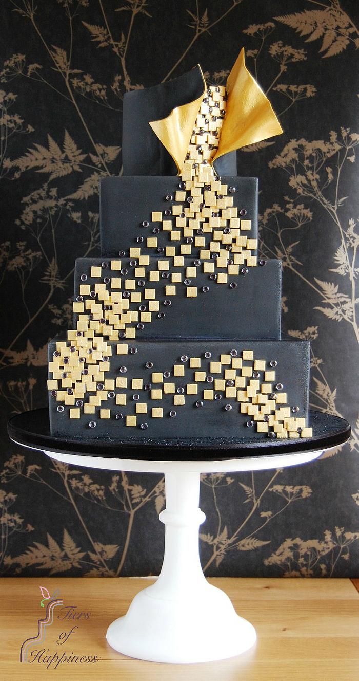 Black and Gold 'Dance' Contemporary Cake