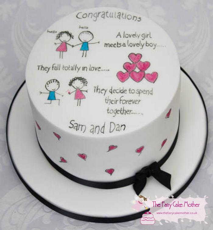 Cartoon Engagement Cake