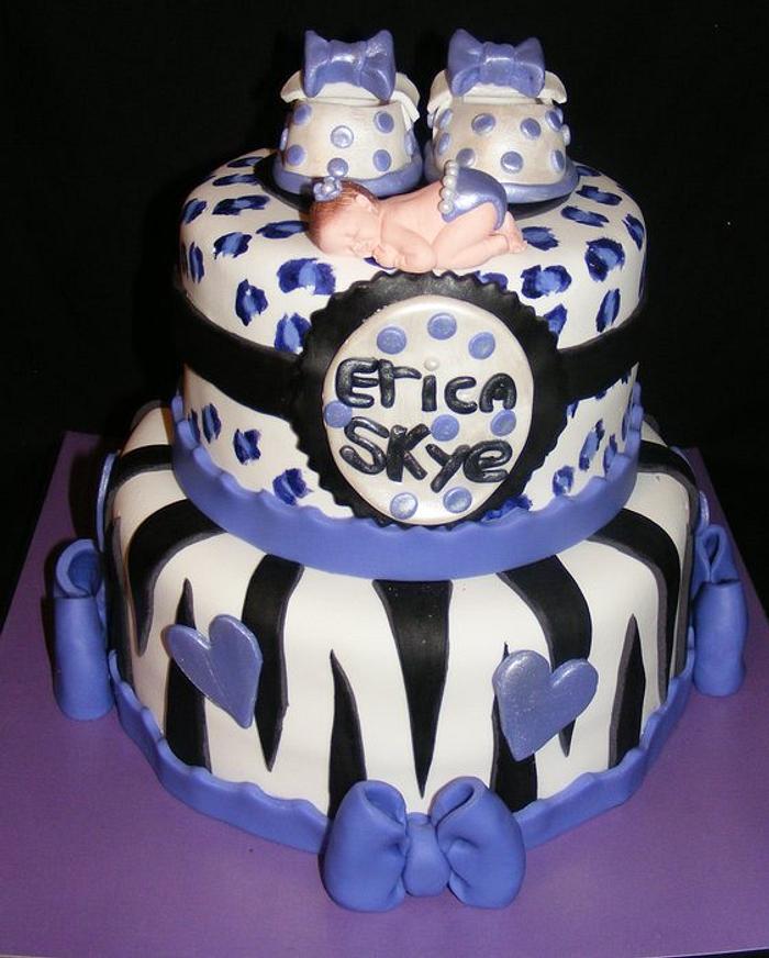 Leopard and Zebra Print Baby Shower Cake