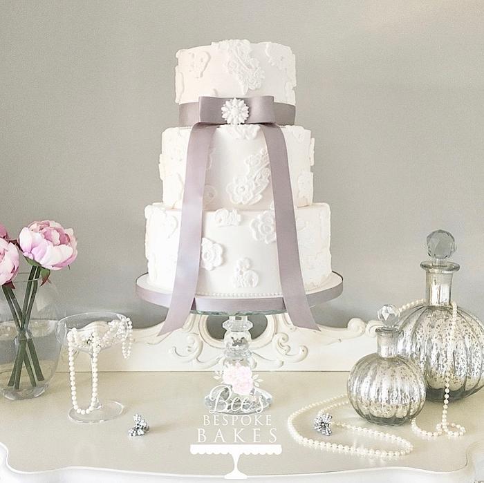 Applique Lace Wedding Cake