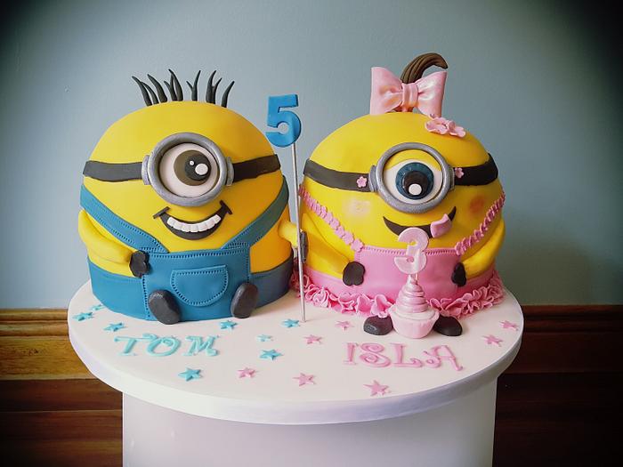 Brother and sister minions cake