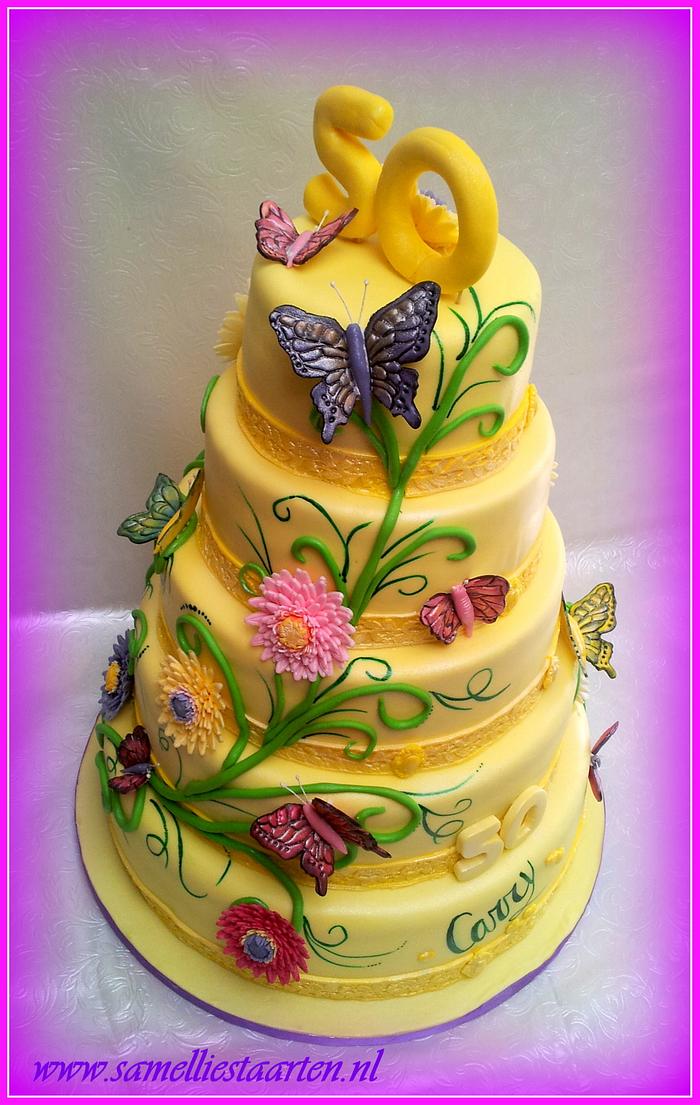 50 years anniversary butterfly cake