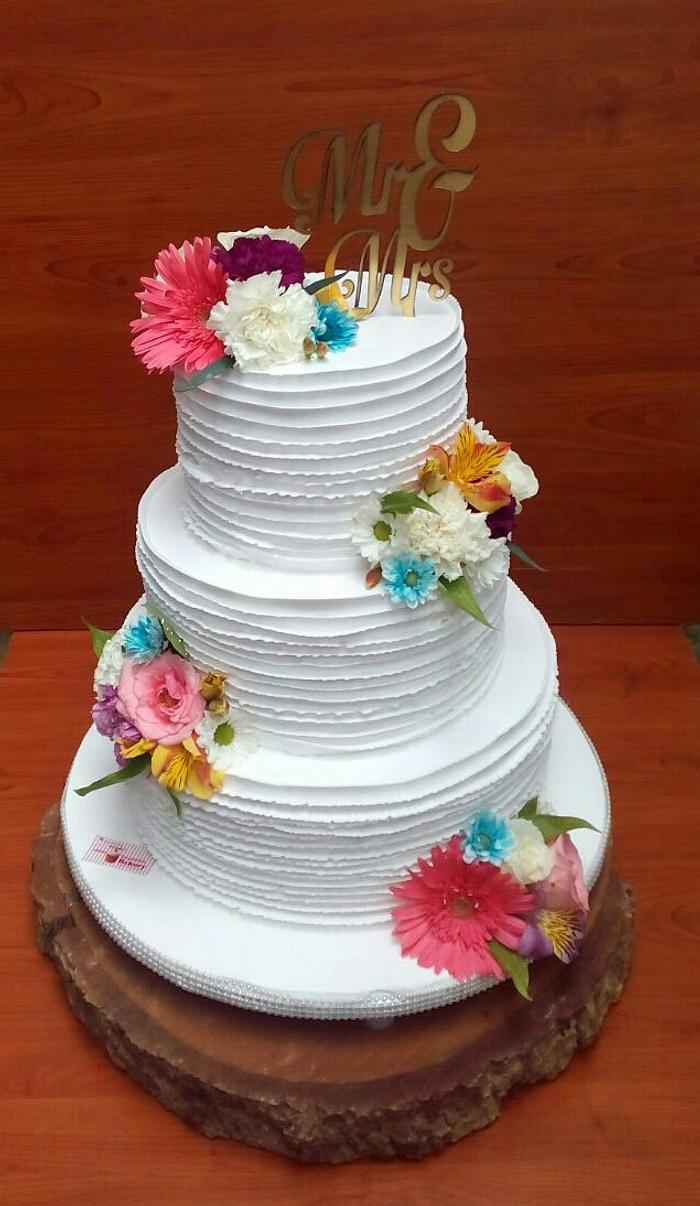 Whipped cream wedding cake 