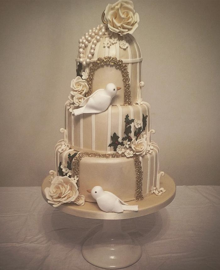 Christmas Bird Cage Wedding Cake