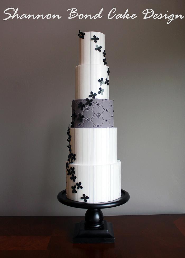 Gray Pinstripe Wedding Cake