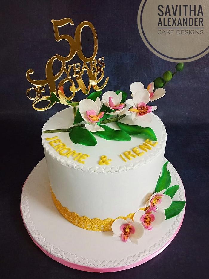 Anniversary orchid cake
