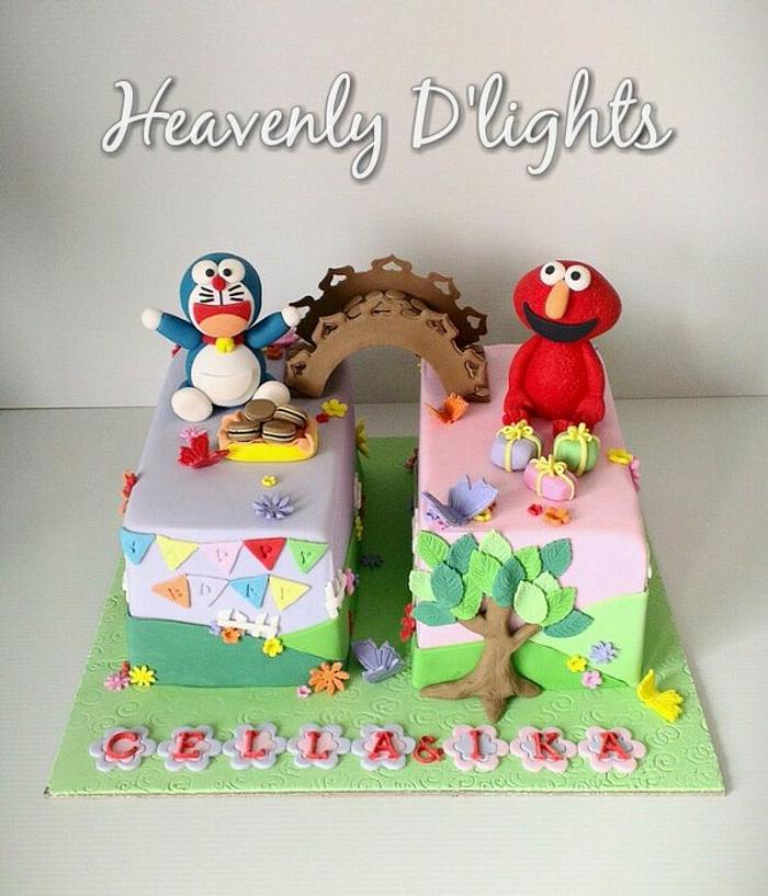Cake for twins - Doraemon and Elmo