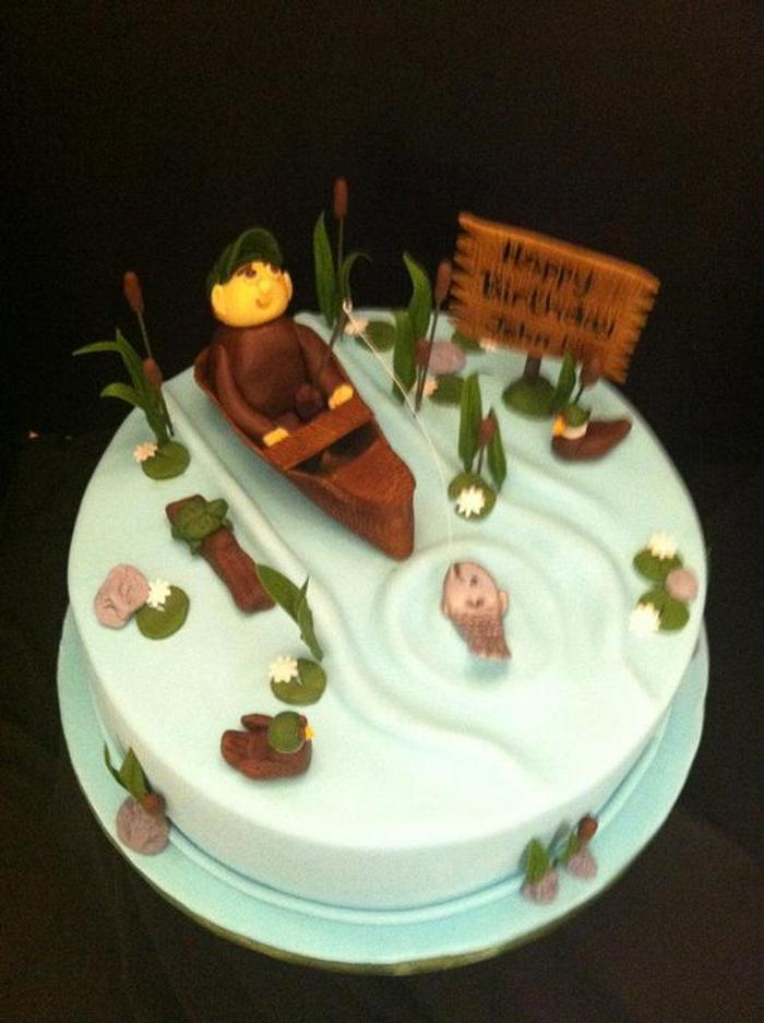 Man's Fishing Birthday cake