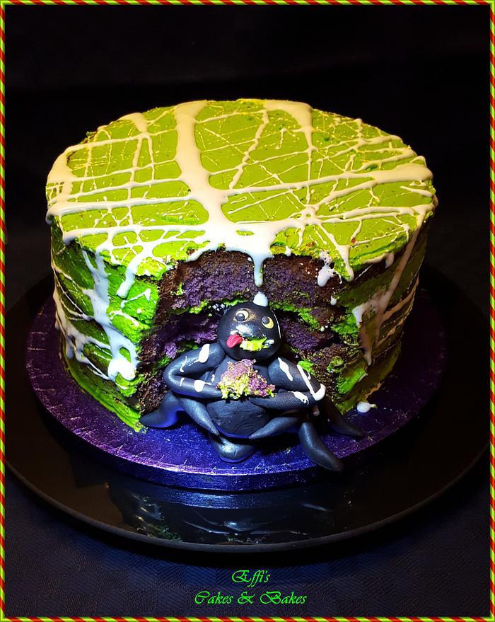 Itzi the spider halloween cake 