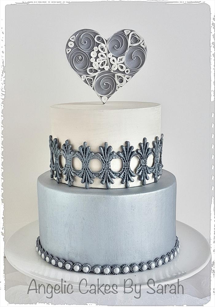 Small Silver Wedding Cake Trio 2