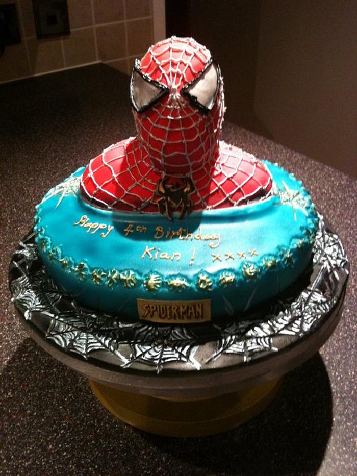 my first attempt at a spiderman cake  