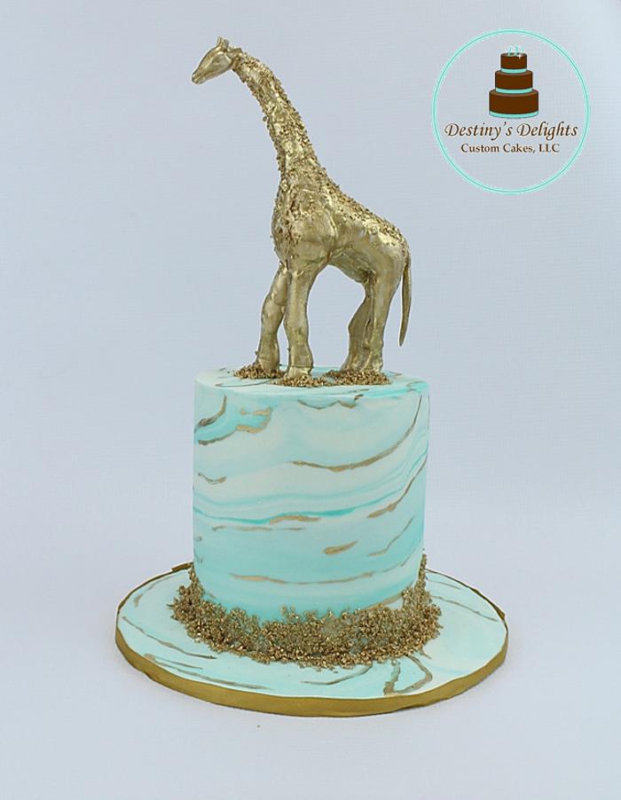 Marbled Gold Giraffe Cake