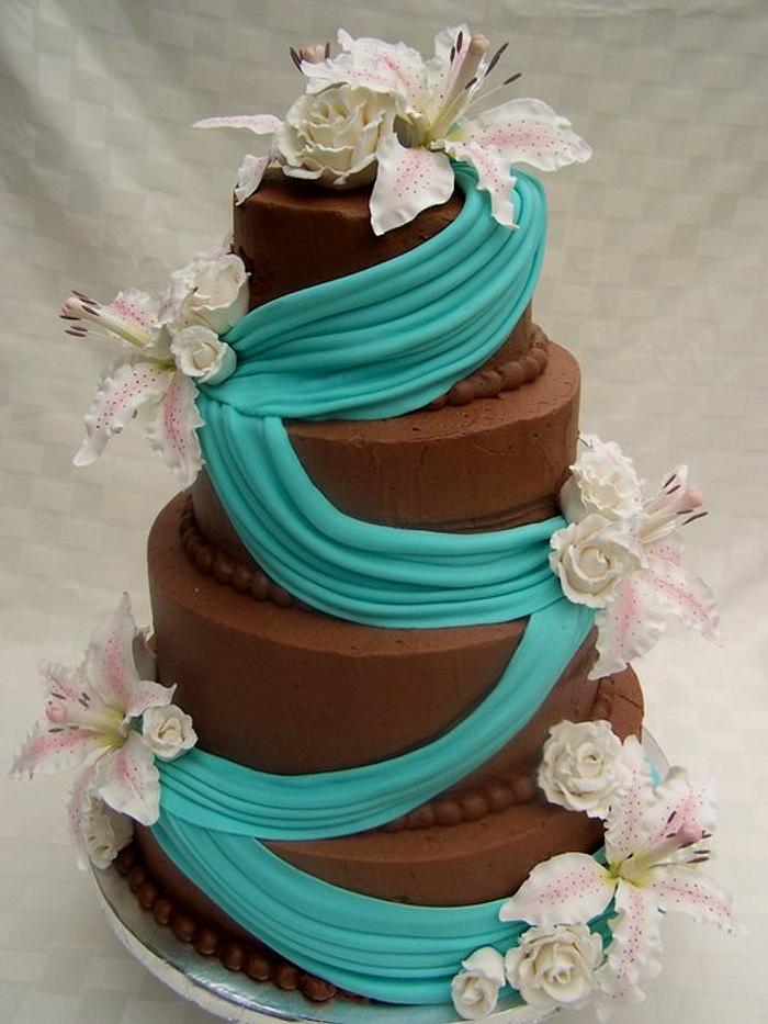 Tiffany Floral Swag Birthday Cake