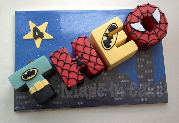 Superhero letters cake 
