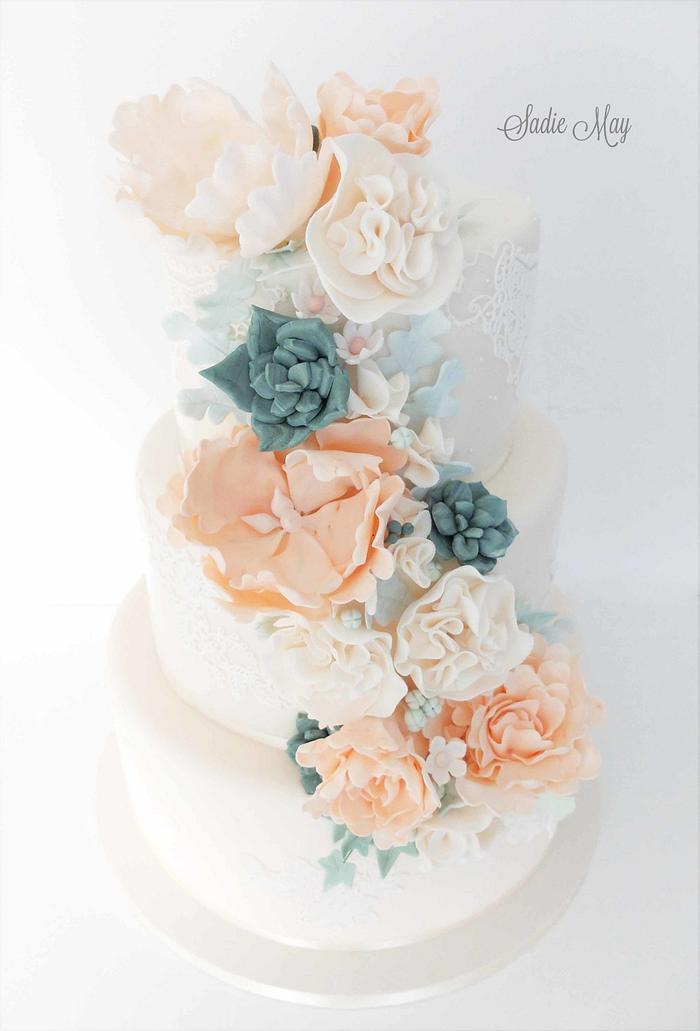 Sage and Blush Wedding Cake 