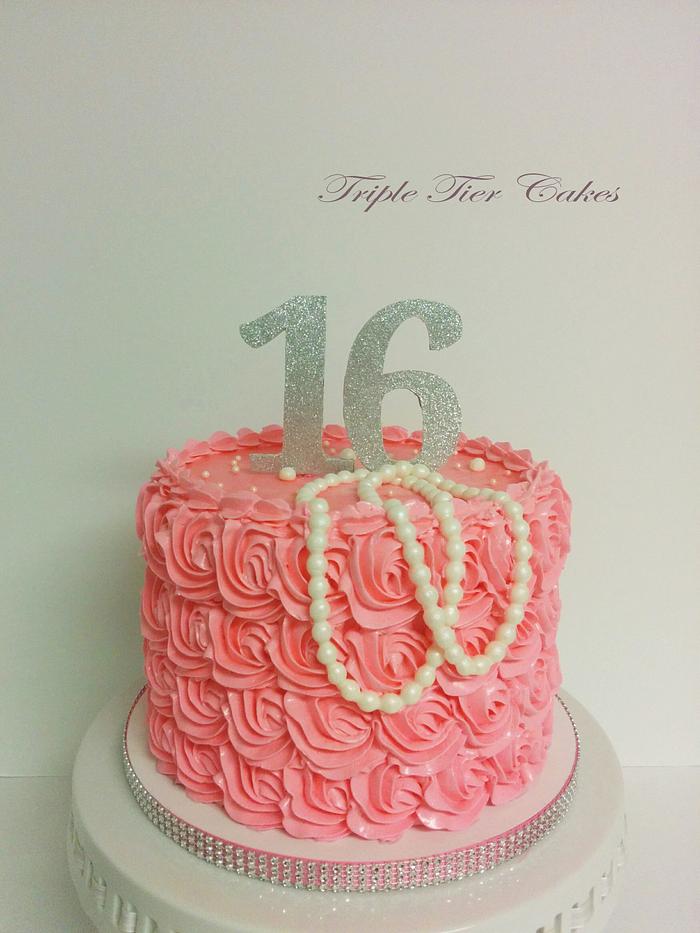 Sweet 16 rosette cake