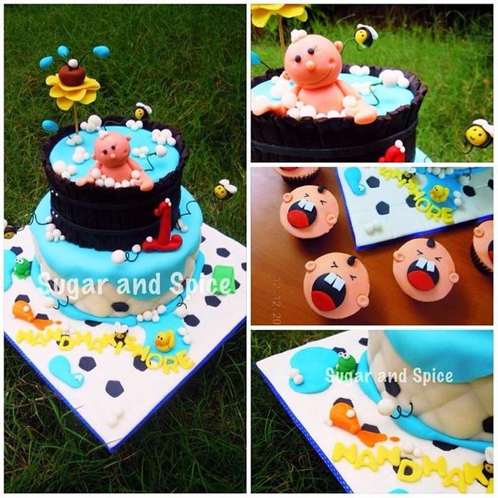 Baby in the bath tub cake