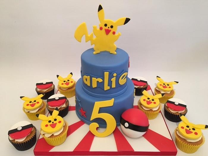 Pokemon cake and cup cakes