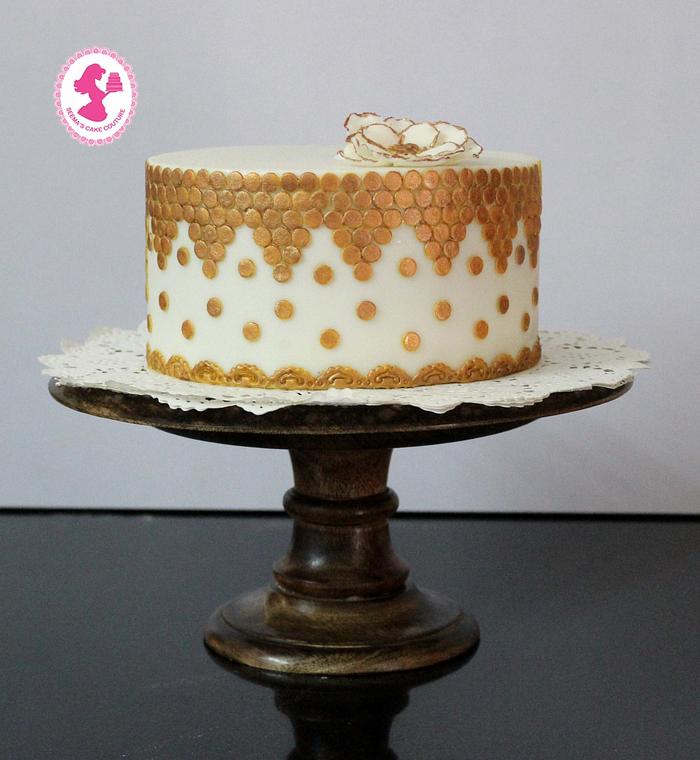 Whipped Cream Gold and White Cake - Decorated Cake by - CakesDecor